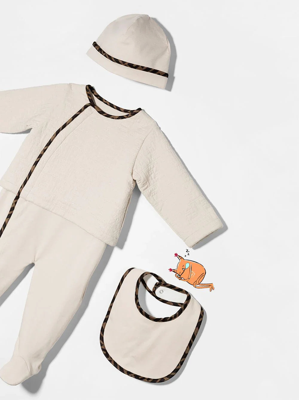 Set de tres piezas con ribete con logo FF Fendi Kids