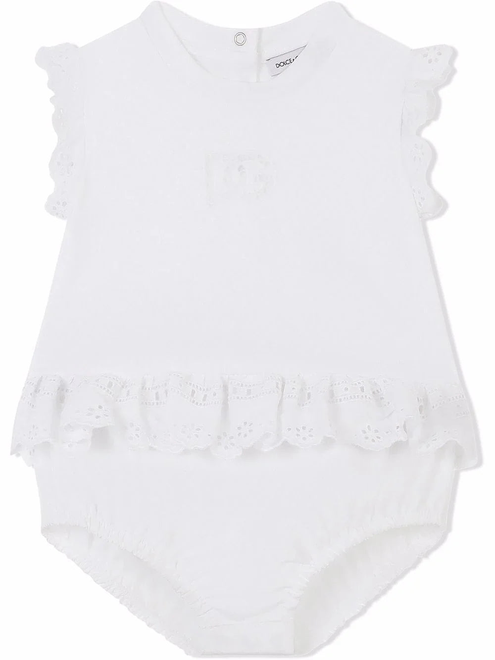 Pelele de popelina con bordado inglés Dolce & Gabbana Kids
