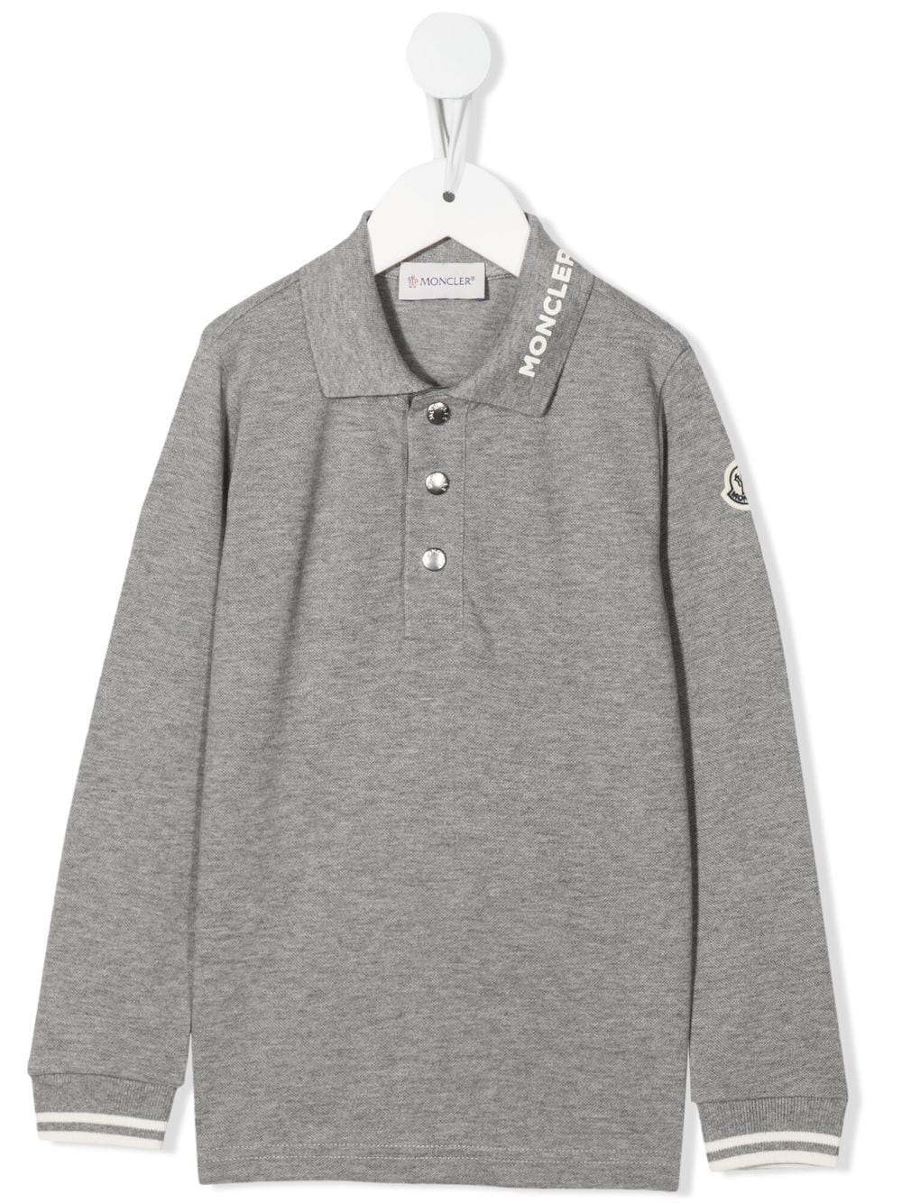 Polo gris con logo estampado de la marca MONCLER
