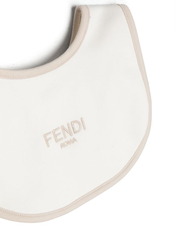 Pelele beige con logo bordado Fendi Kids