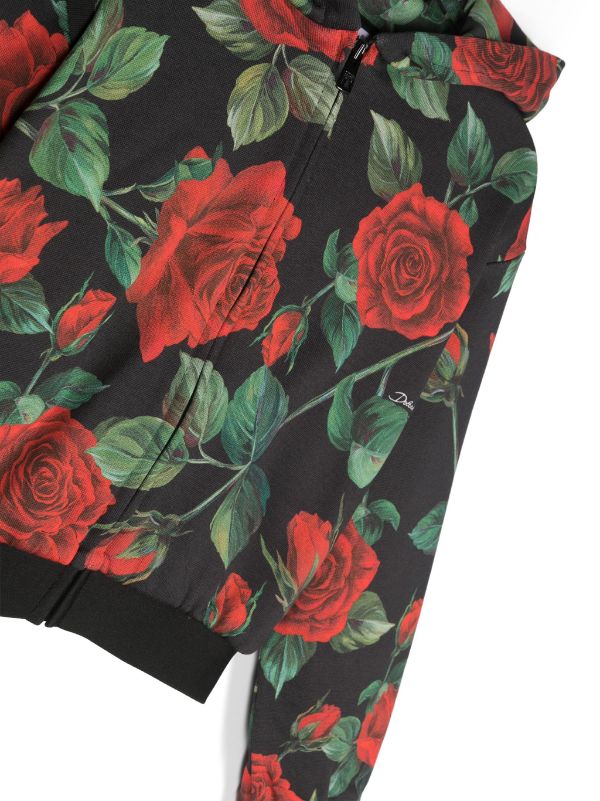 Sudadera con capucha y print rosas Dolce & Gabbana