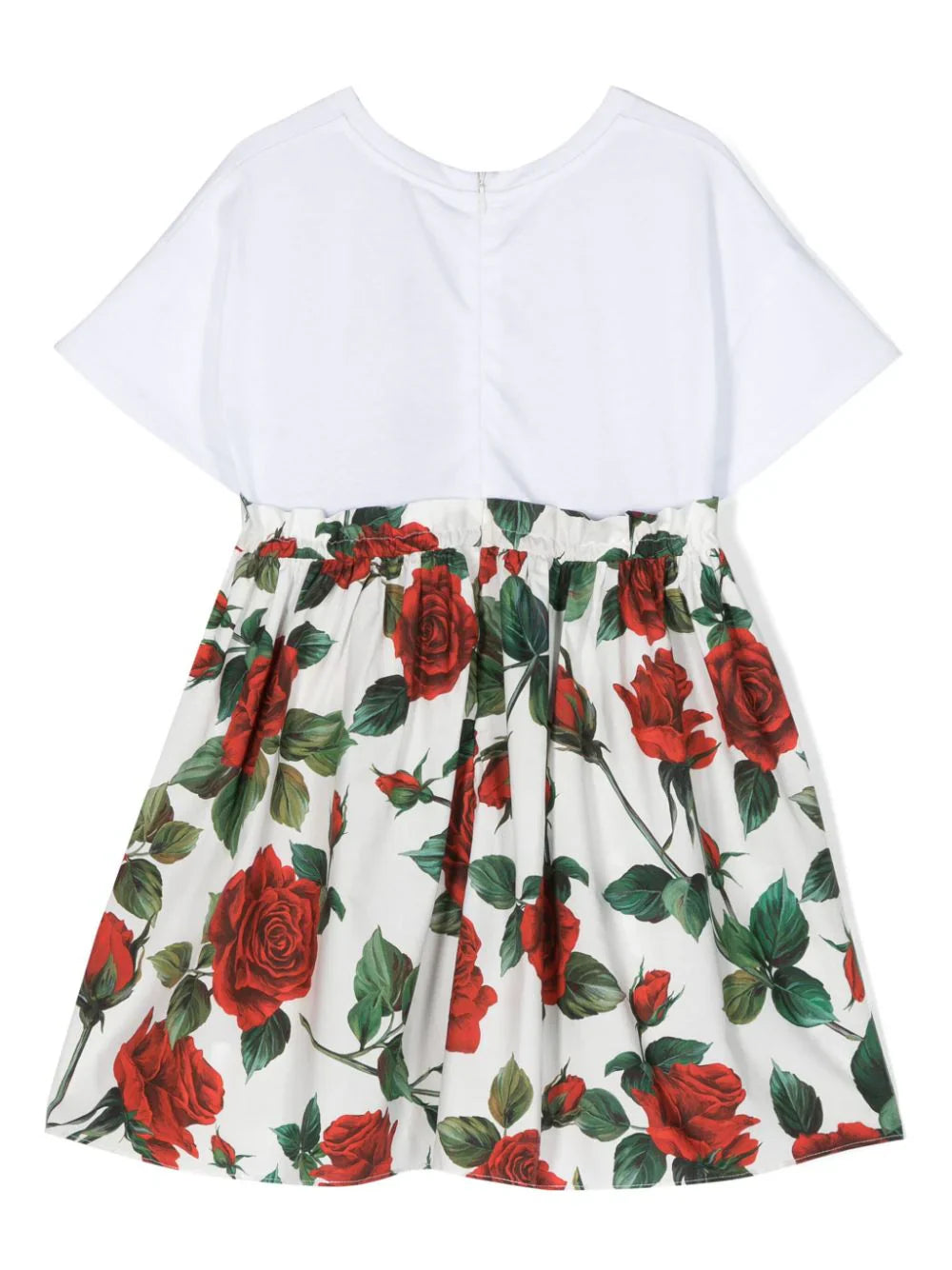 Vestido con estampado de rosas y con el logo Dolce & Gabbana