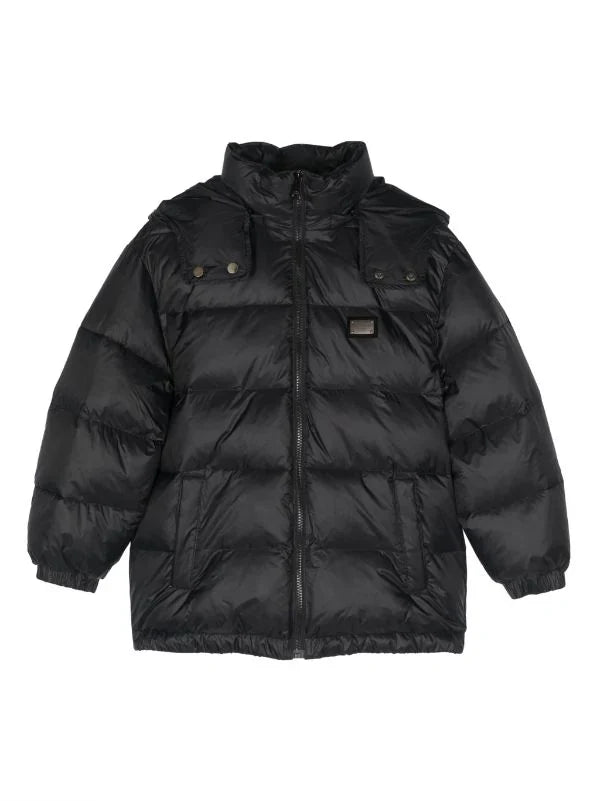 Chaqueta acolchada con parche del logo y capucha Dolce & Gabbana