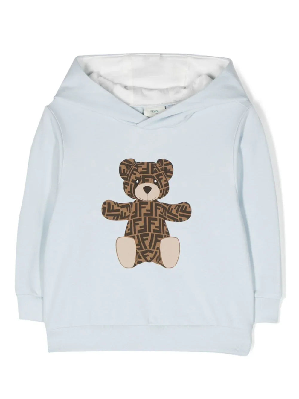 Sudadera color azul con capucha y motivo de oso Fendi Kids
