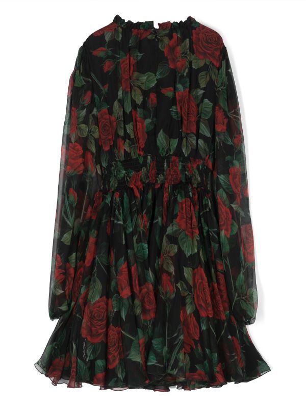 Vestido con rosa estampada Dolce & Gabbana