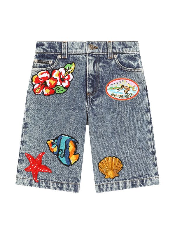 Bermuda de tejano con parche del logo Dolce & Gabbana