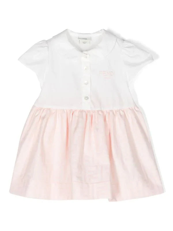 Vestido blanco para bebé con motivo del logo FF Fendi Kids