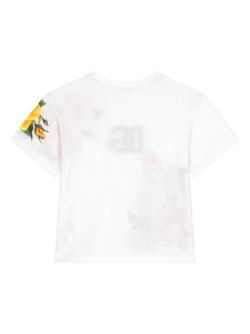 Camiseta con estampado floral y logo bordado de la marca Dolce&Gabbana