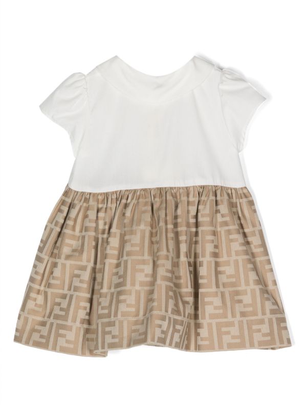 Vestido blanco/beige para bebé con motivo del logo FF Fendi Kids