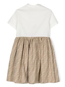 Vestido para niña blanco/beige con motivo del logo FF Fendi Kids