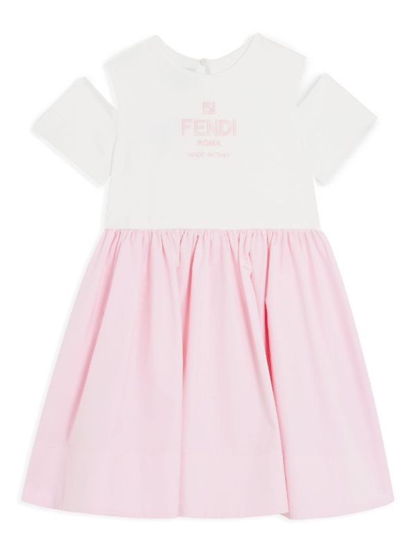 Vestido blanco con logo FF Fendi Kids