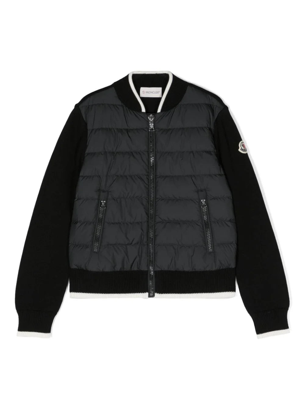 Chaqueta negra plumífero con paneles de la marca MONCLER