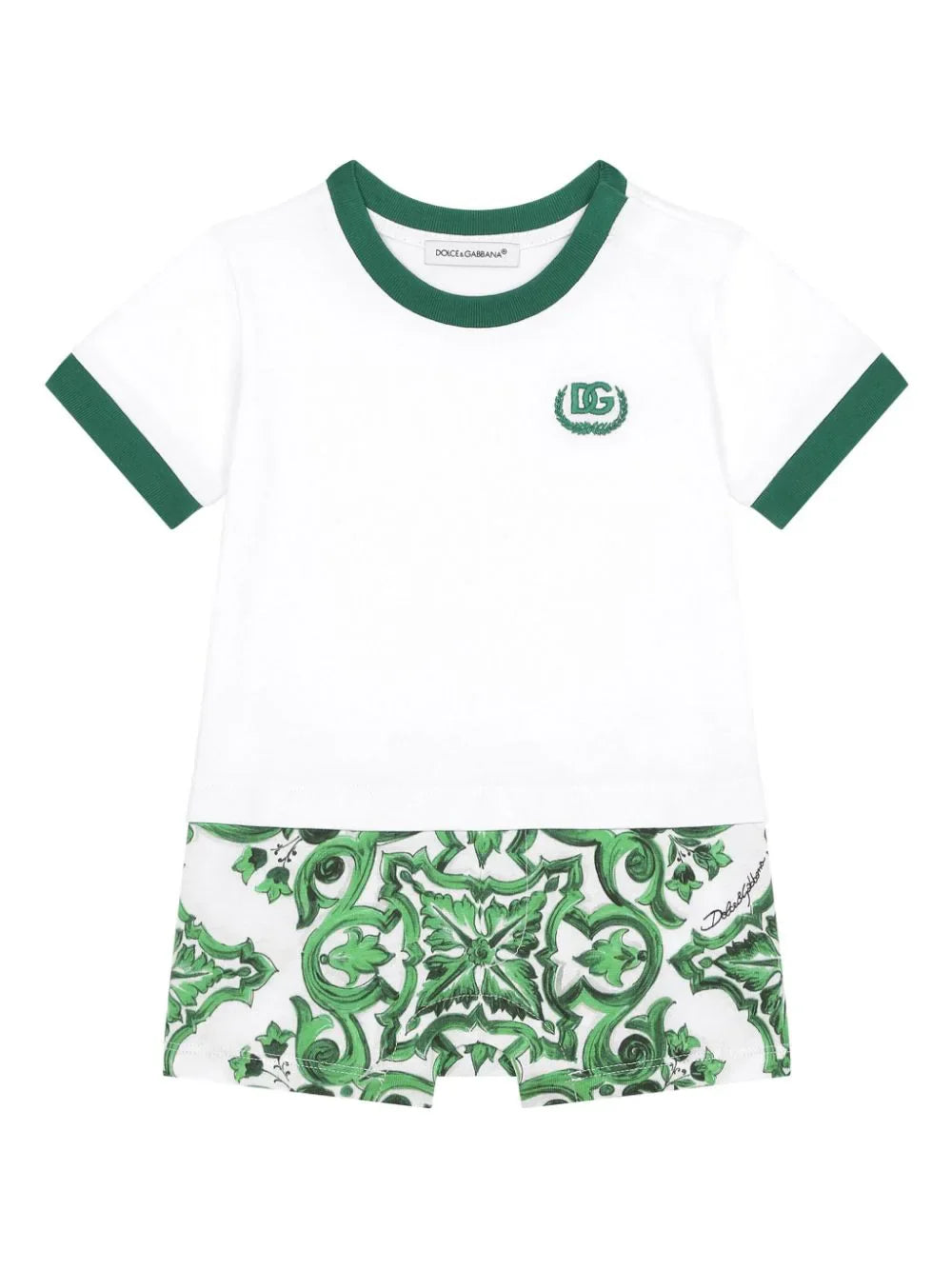 Pelele con estampado Mayólica Dolce & Gabbana Kids