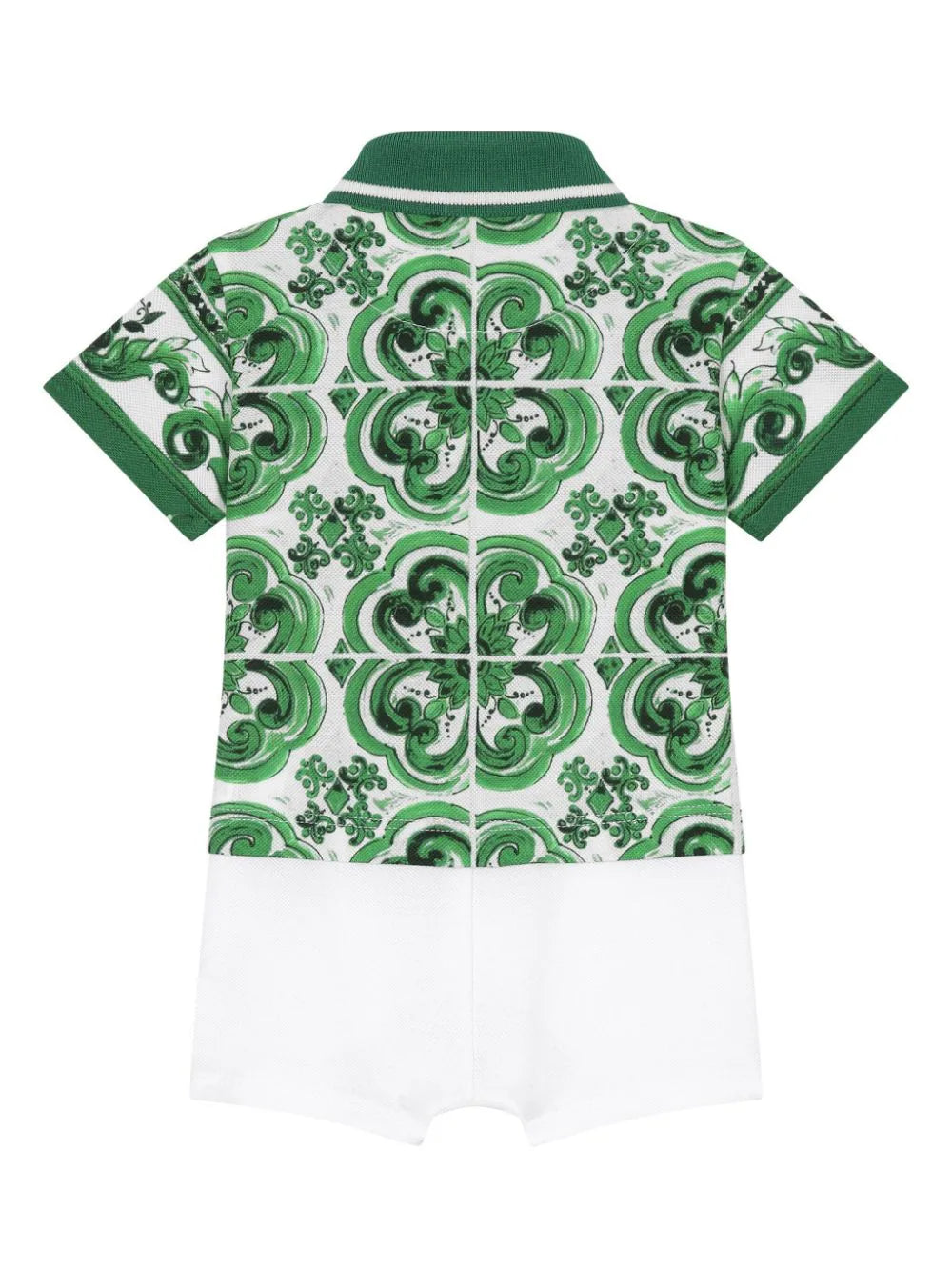 Pelele de color verde con estampado Mayólica Dolce & Gabbana Kids