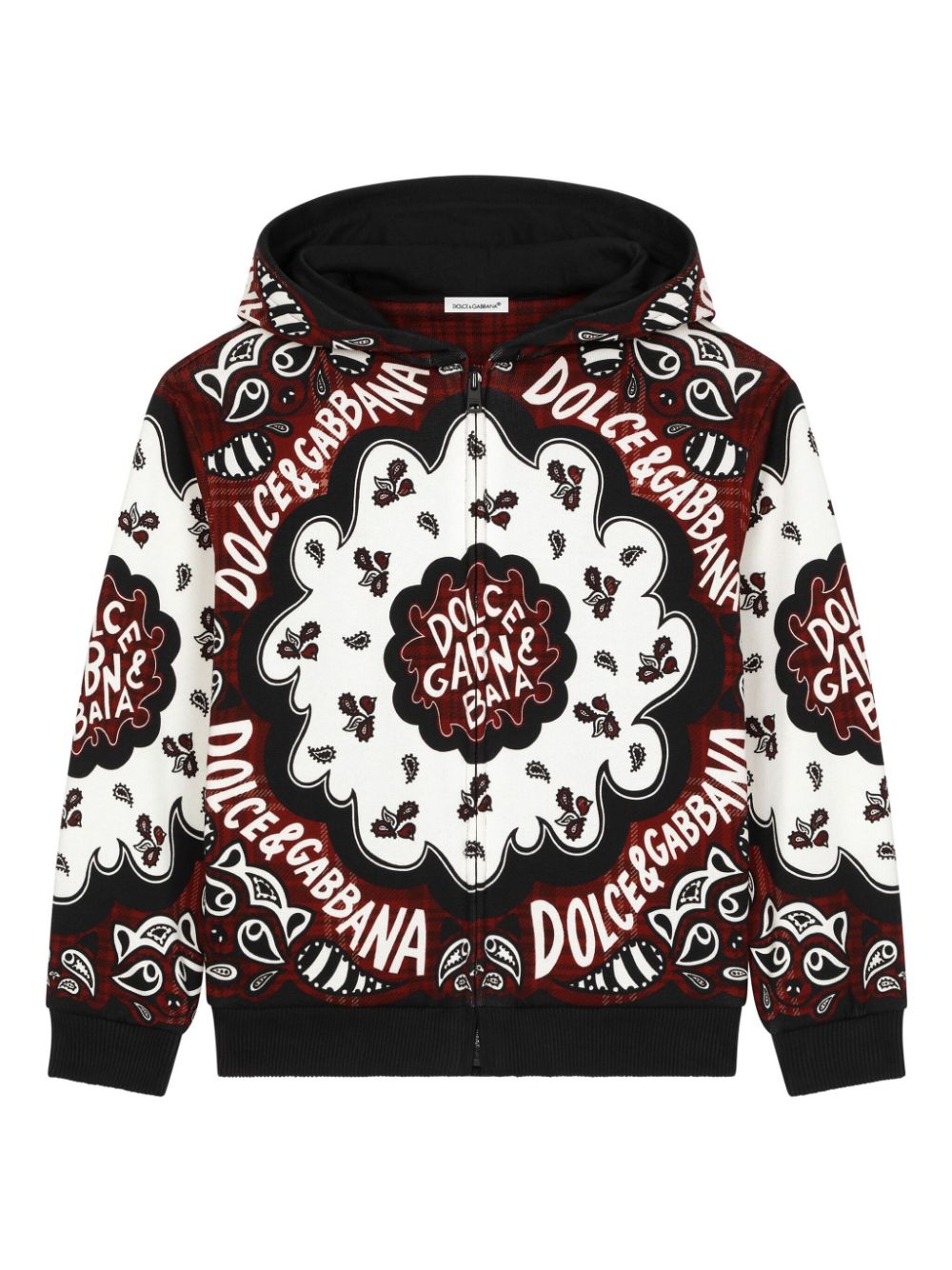 Hoodie con estampado de bandana y cierre de la marca Dolce & Gabbana