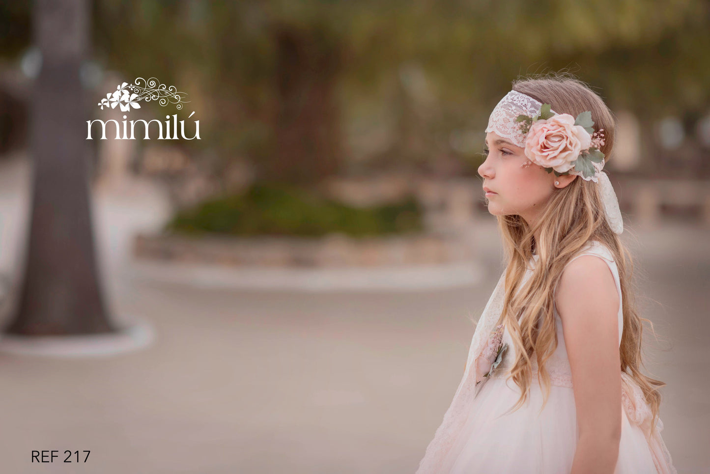 Vestido de comunión blanco 217 para niñas de la marca MIMILÚ