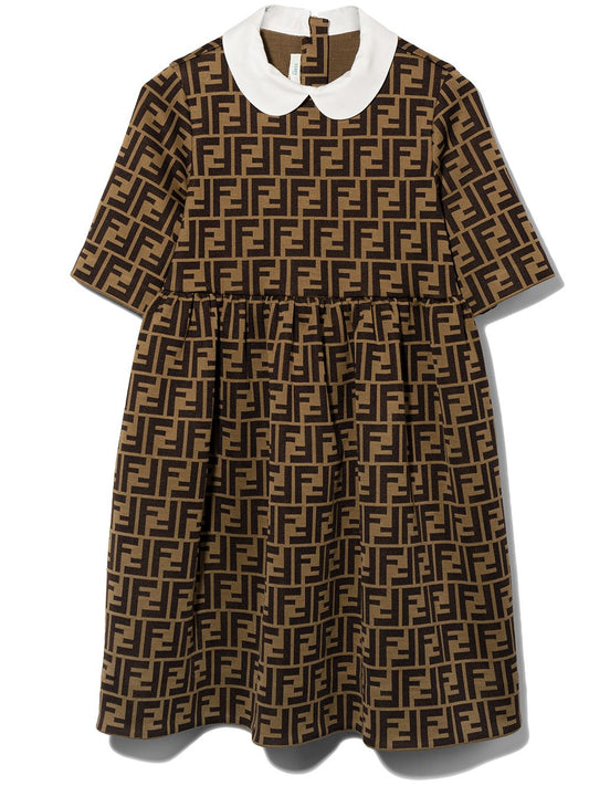 Vestido con motivo del logo FF Fendi Kids