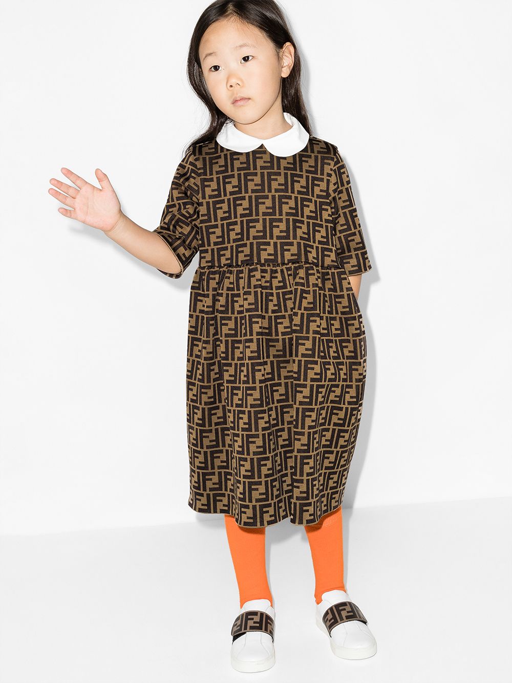 Vestido con motivo del logo FF Fendi Kids