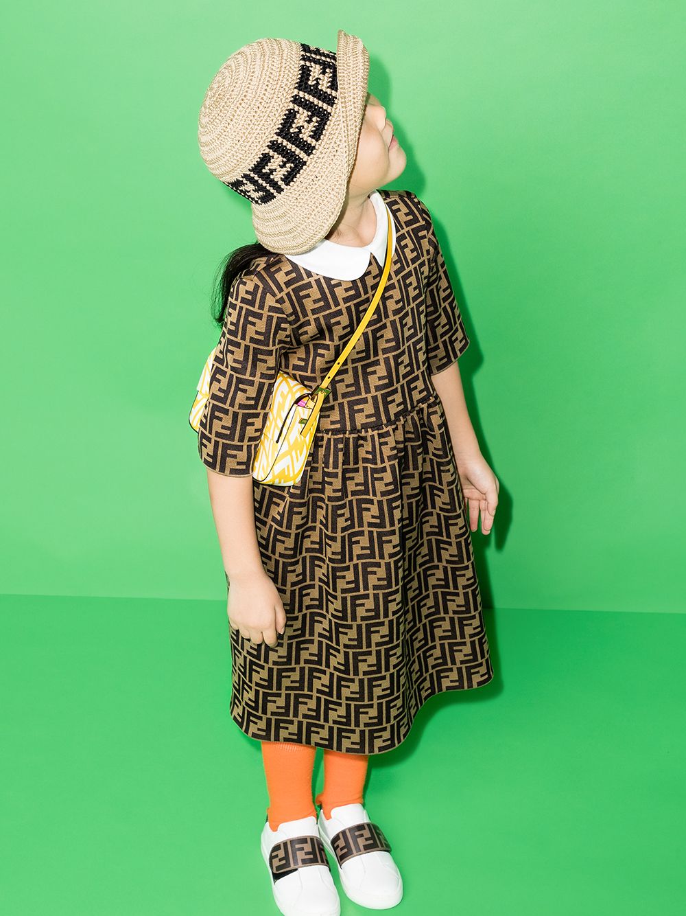 Vestido con motivo del logo FF Fendi Kids