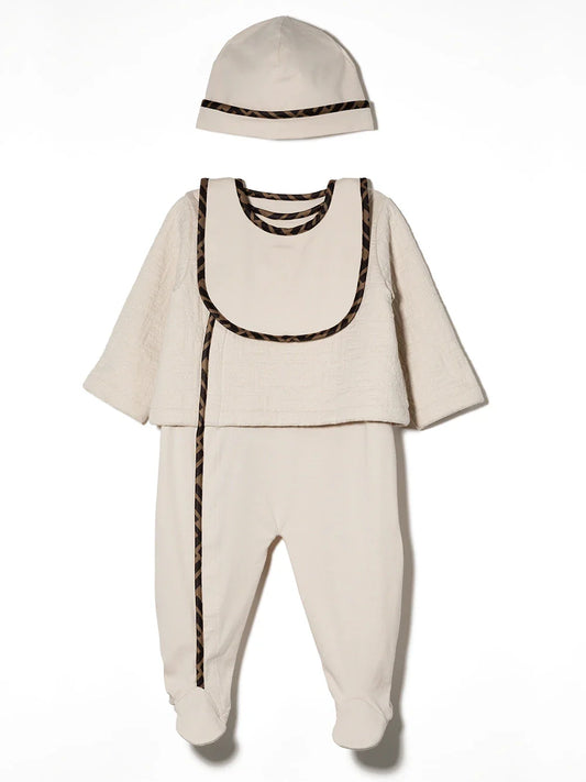 Set de tres piezas con ribete con logo FF Fendi Kids