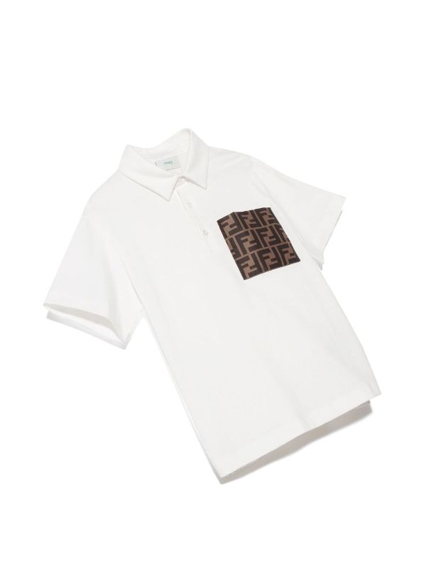 Polo blanco con logo estampado de la marca Fendi Kids