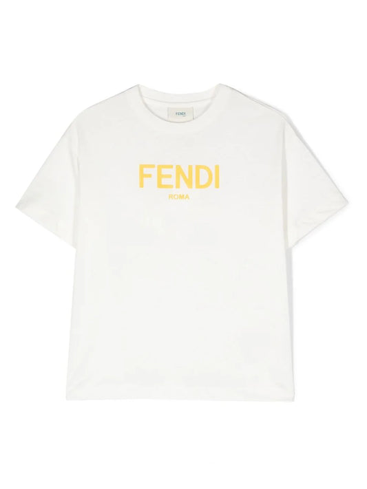 Camiseta de color blanco con logo Fendi estampado de la marca FENDI Kids
