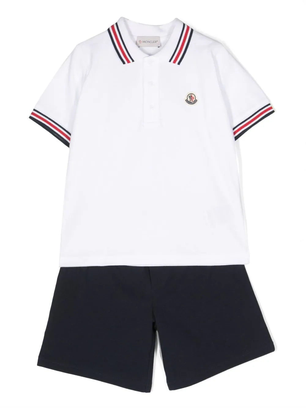 Traje deportivo blanco/negro con parche del logo MONCLER