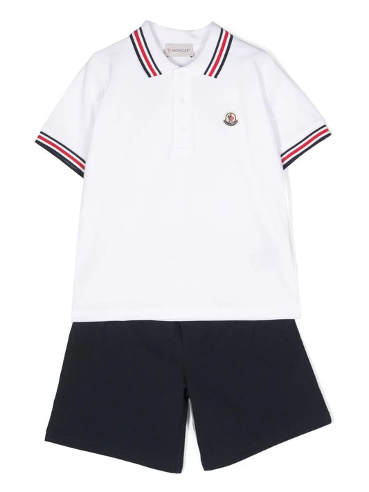 Traje deportivo blanco/negro con parche del logo MONCLER