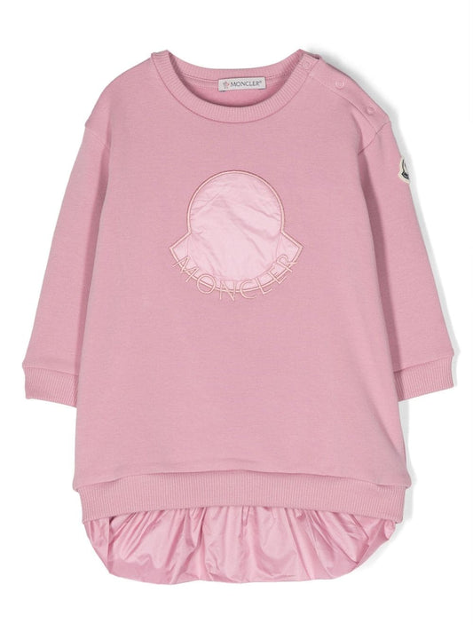 Vestido con logo bordado y cuello redondo MONCLER