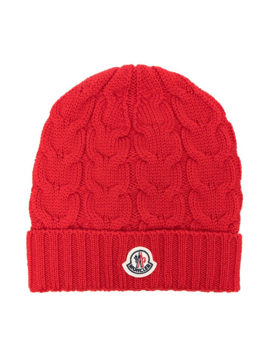 Gorro rojo con aplique del logo MONCLER