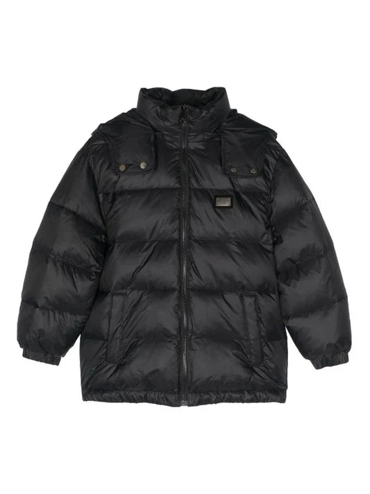 Chaqueta acolchada con parche del logo y capucha Dolce & Gabbana