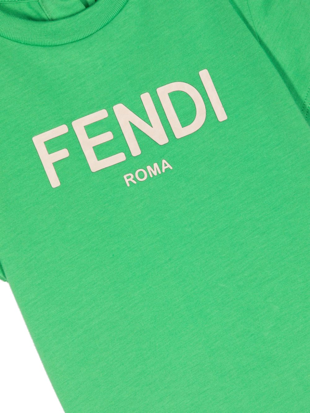 Camiseta color verde con logo estampado Fendi Kids