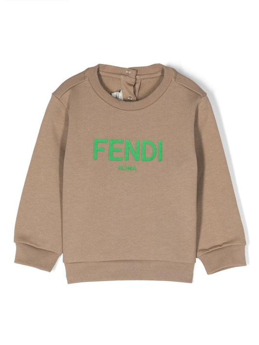Sudadera color marrón con logo estampado Fendi Kids