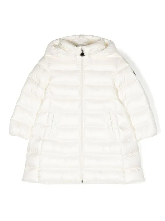 Abrigo color blanco con parche del logo MONCLER
