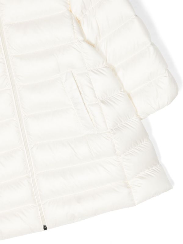 Abrigo color blanco con parche del logo MONCLER