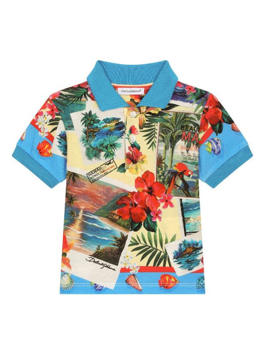 Polo para bebe con motivo de Hawaii Dolce & Gabbana
