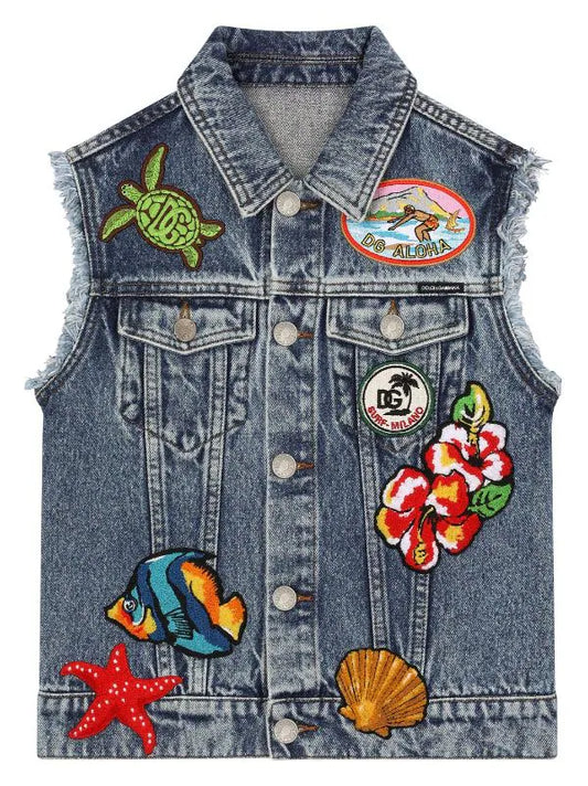 Chaleco vaquero con parche del logo Dolce & Gabbana