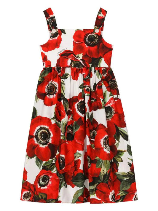 Vestido sin manga con estampado floral Amapola de la marca Dolce&Gabbana