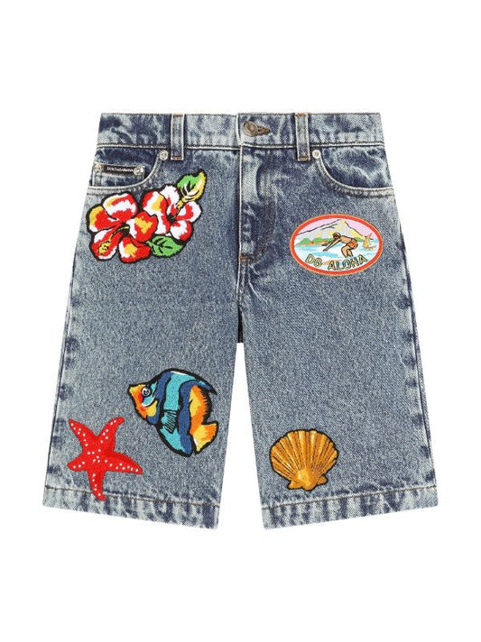 Bermuda de tejano con parche del logo Dolce & Gabbana