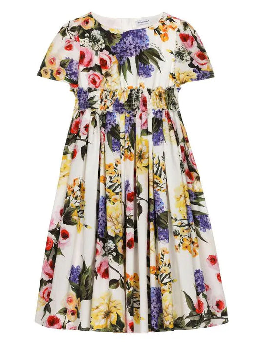 Vestido con manga con estampado floral Flower Power de la marca Dolce&Gabbana