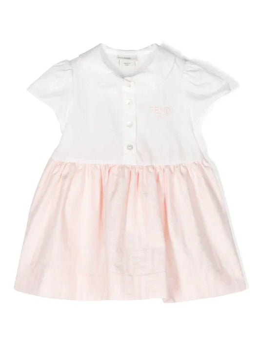 Vestido blanco para bebé con motivo del logo FF Fendi Kids
