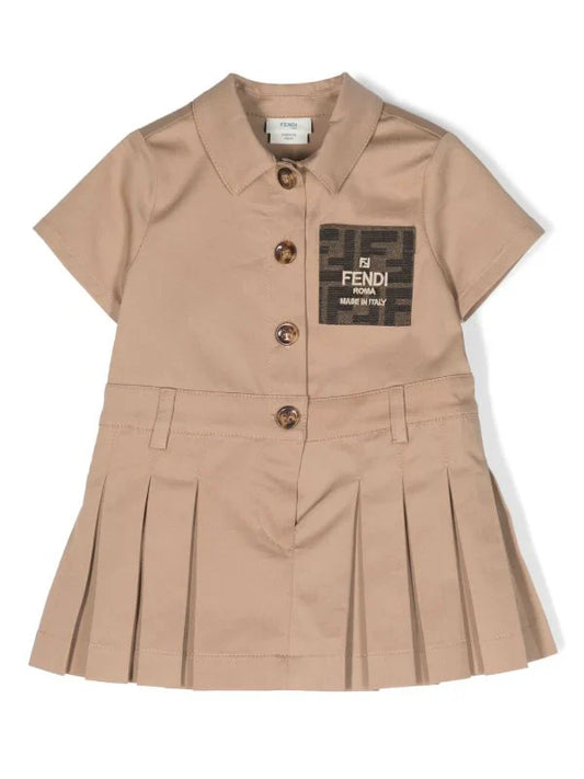 Vestido beige para bebé con motivo del logo Fendi Kids