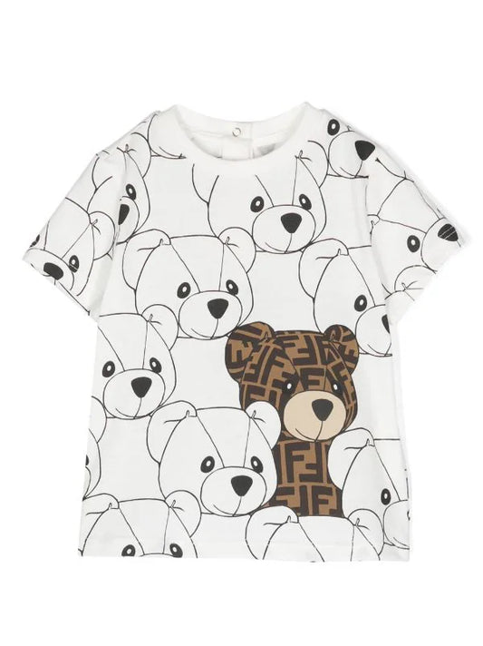 Camiseta blanca con logo estampado Fendi Kids