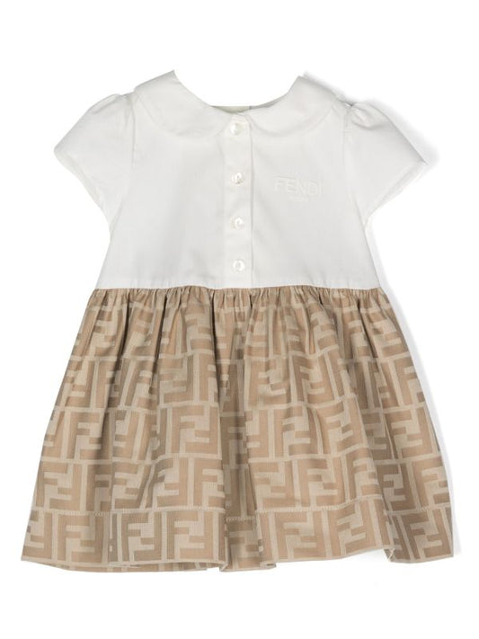 Vestido blanco/beige para bebé con motivo del logo FF Fendi Kids