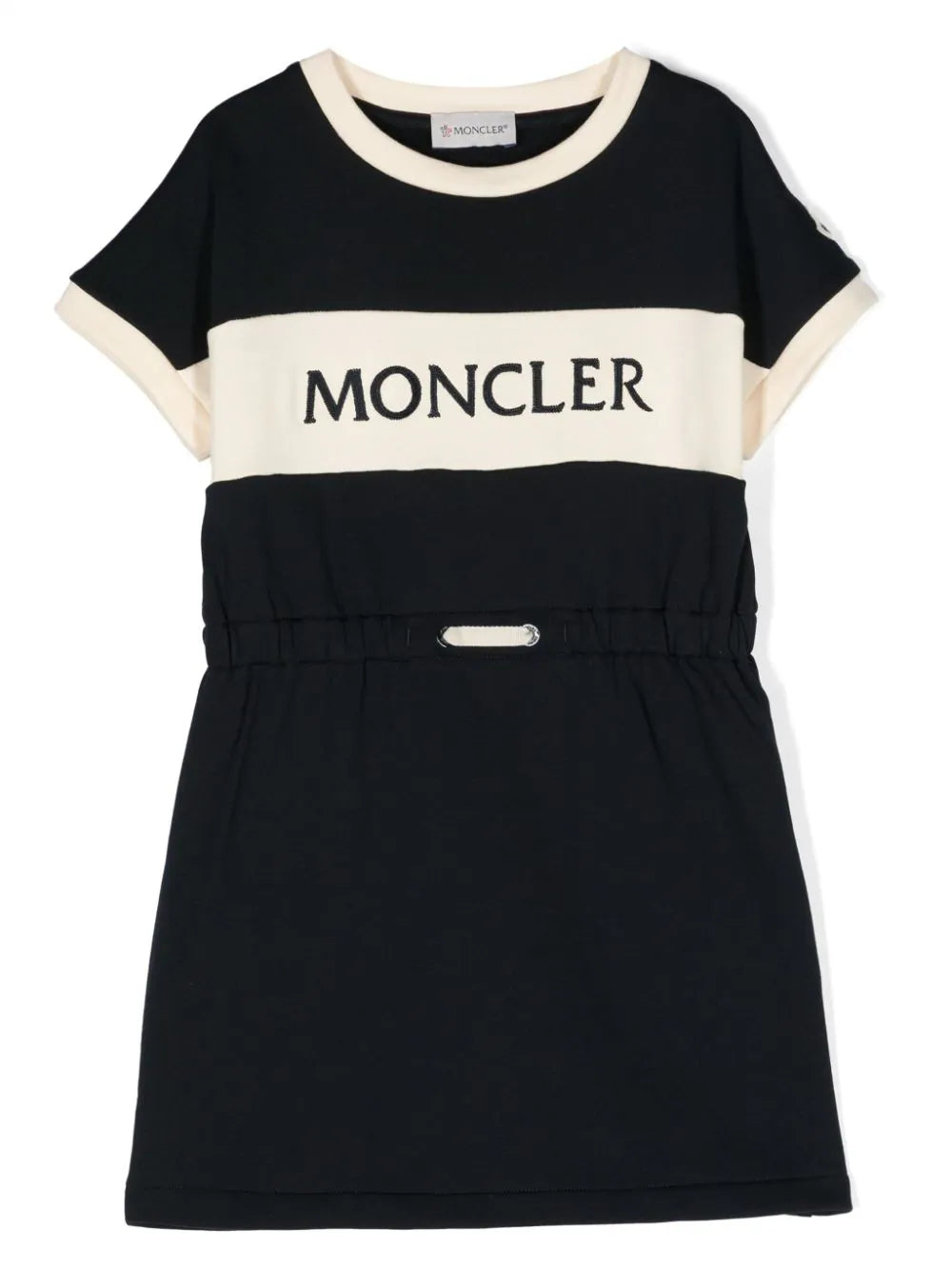 Vestido azul osuro con logo de la marca MONCLER