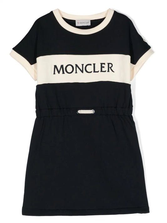 Vestido azul osuro con logo de la marca MONCLER