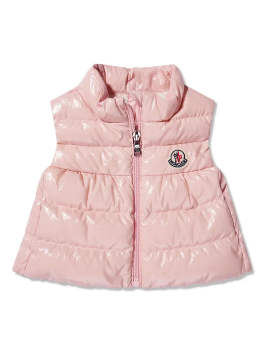 Chaleco Hiva rosa acolchado con logo MONCLER