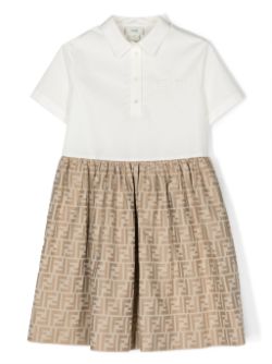 Vestido para niña blanco/beige con motivo del logo FF Fendi Kids