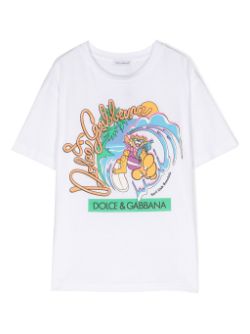 Camiseta blanca con motivo de Hawaii Dolce & Gabbana