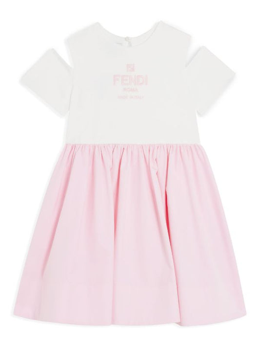 Vestido blanco con logo FF Fendi Kids